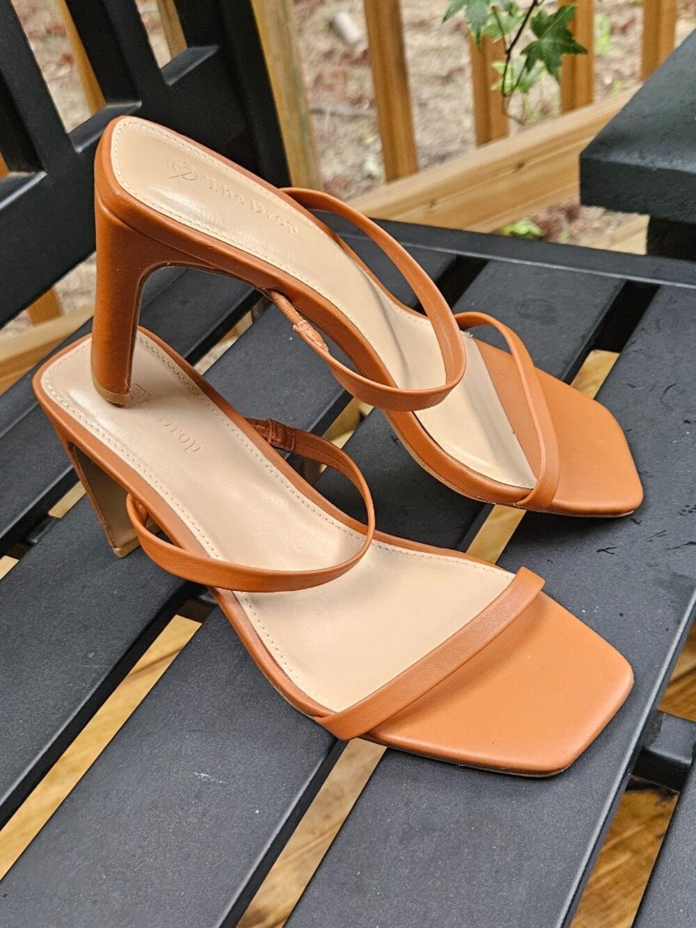 The Drop Avery Two Strap Open Square Toe Block Heels Sandals Sz 7.5